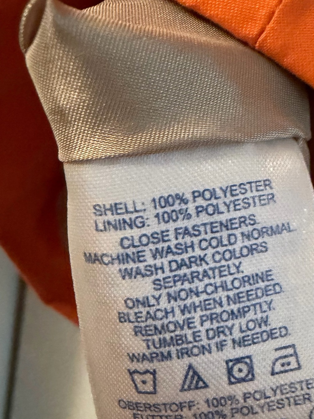Vintage Lands' End Women's XL Orange Soft Fabric Raincoat Zipper Snaps 24"across - Picture 9 of 10